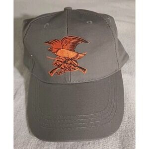 NRA Embroidered Eagle Orange Logo Gray Adjustable Hat Baseball Style‎ One Size